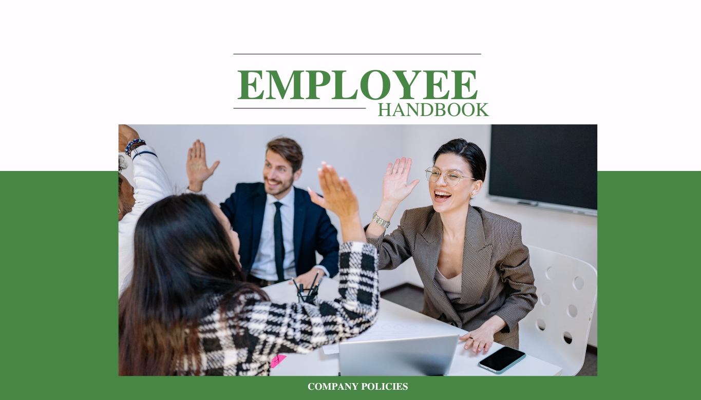 Sample of Employee Handbook featuring Company Policies with Happy Employess